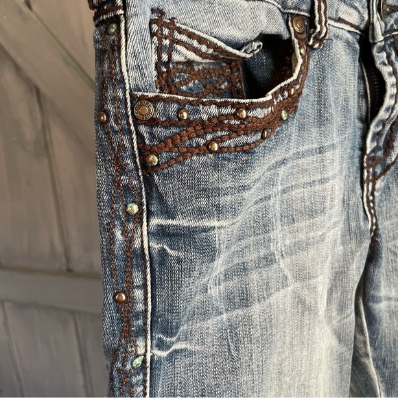 Cowgirl Tuff Show it off III Thick stitch bronze turquoise studds medium wash - Picture 4 of 9
